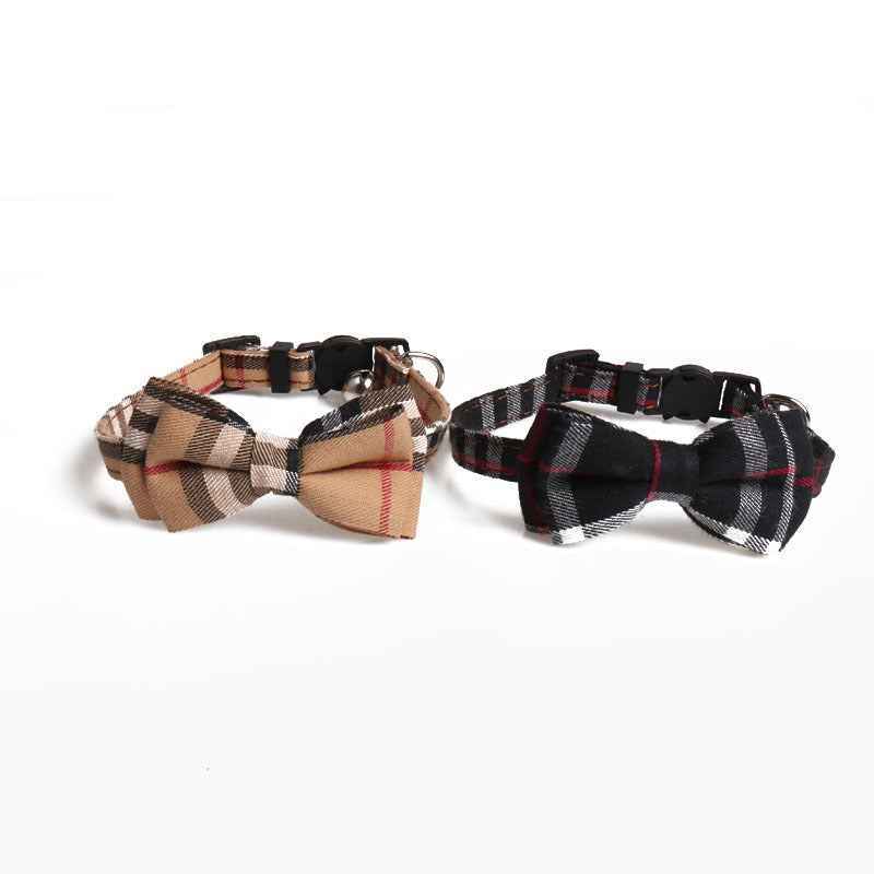 Canvas Plaid Cat Bow Collar - Luxe Whiskers