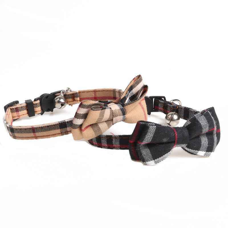 Canvas Plaid Cat Bow Collar - Luxe Whiskers