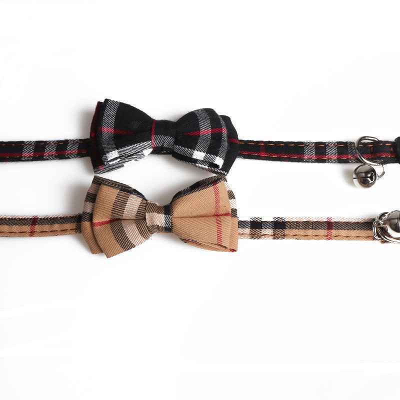 Canvas Plaid Cat Bow Collar - Luxe Whiskers