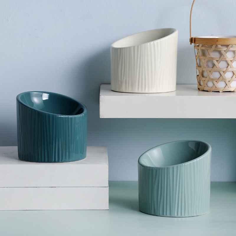 High Rise Ceramic Cat Bowl - Luxe Whiskers