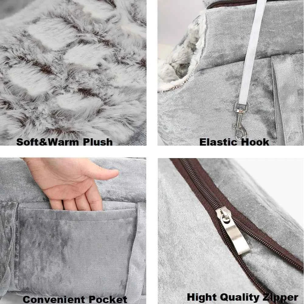 Plush Travel Cat Bed Bag - Luxe Whiskers