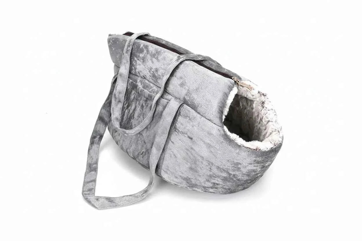 Plush Travel Cat Bed Bag - Luxe Whiskers