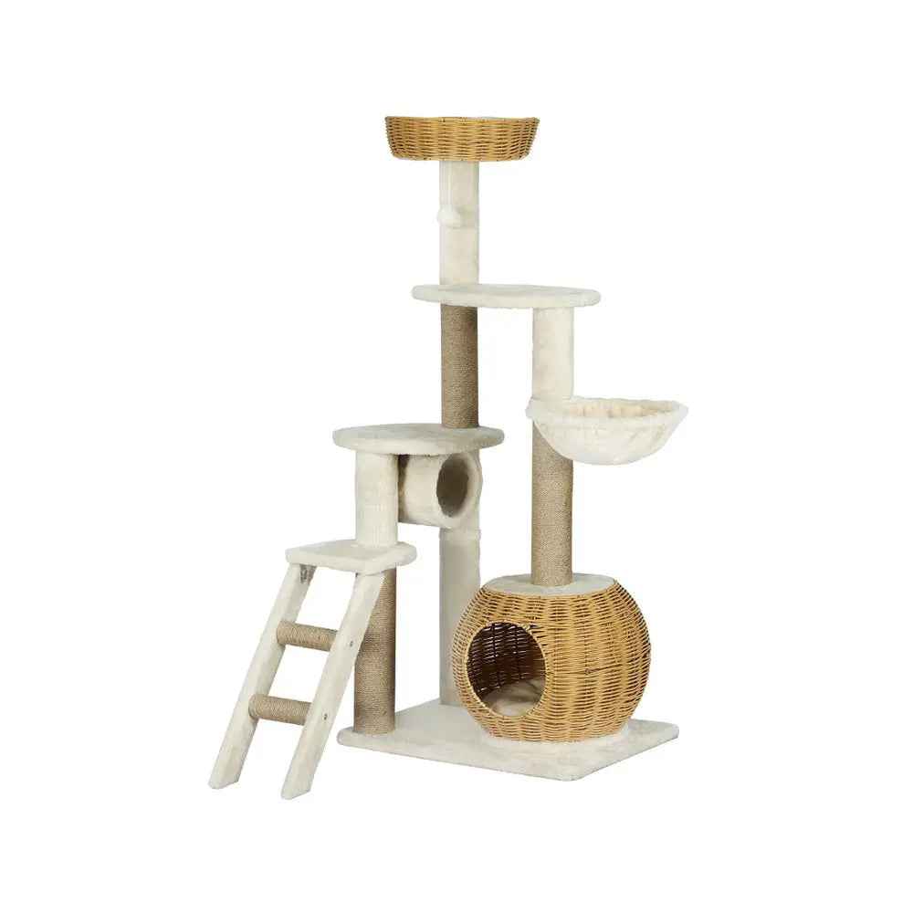 i.Pet Condo Rattan Tower - 138cm - Luxe Whiskers