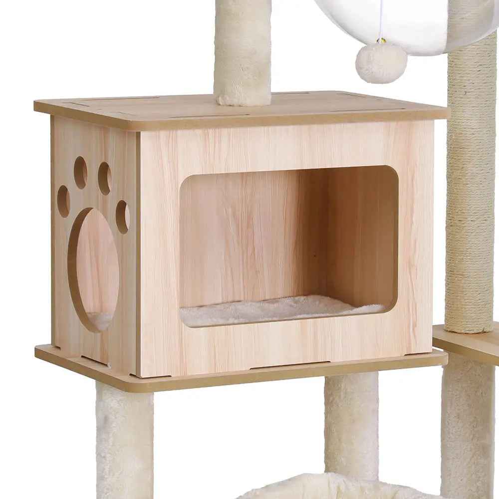 i.Pet Wooden Condo Cat Tree Tower- 142cm - Luxe Whiskers