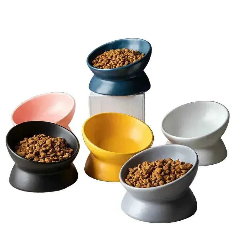 Tiltered Ceramic Cat Feeding Bowl - Luxe Whiskers