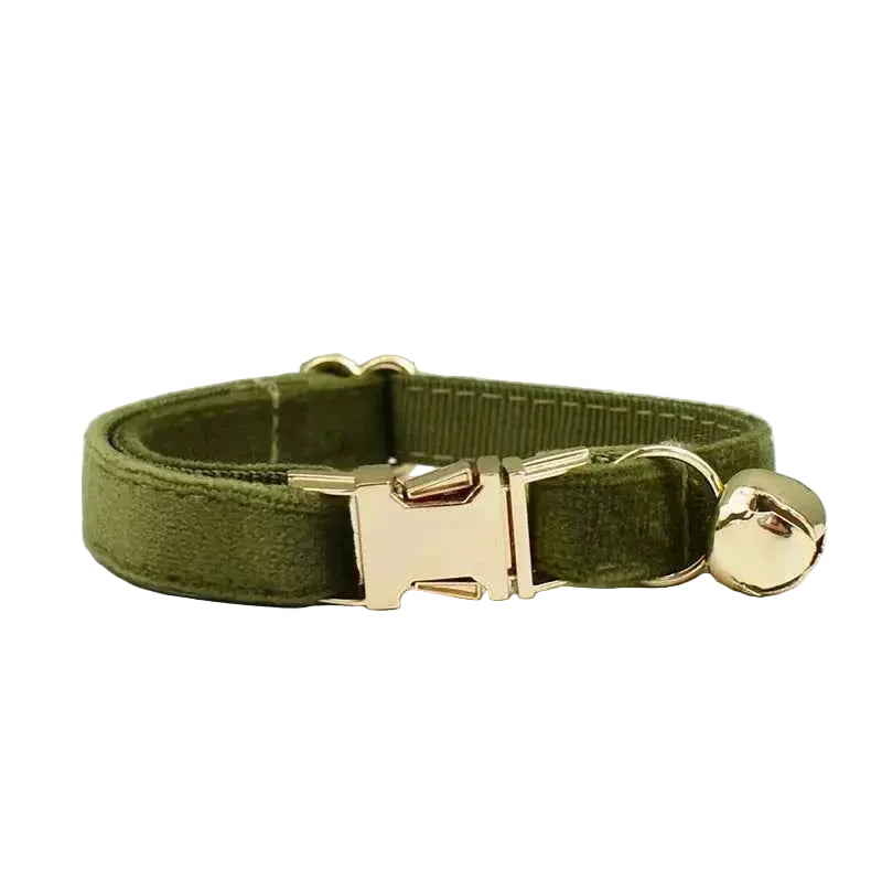 Velvet Bow Cat Collar - Green - Luxe Whiskers