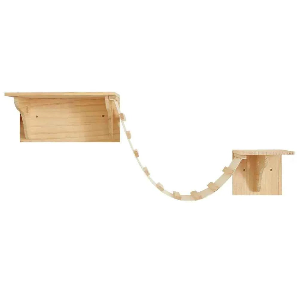 Wall-Mounted Furniture - Set Of 2 Shelves with 1 Bridge Ladder - Luxe Whiskers