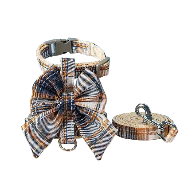 Large Bow Cat Collar Harness Set - Luxe Whiskers