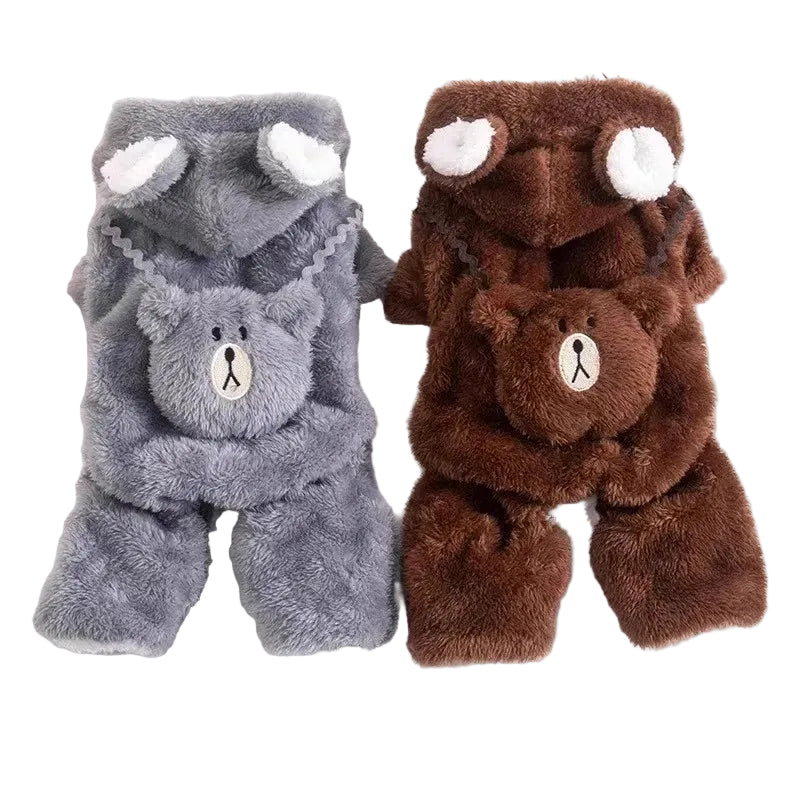 Plush Bear Hooded Cat Clothing - Luxe Whiskers