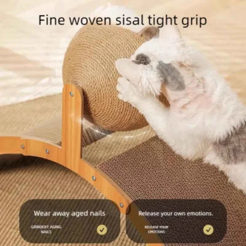 2 In 1 Wooden Cat Scratching Sisal Ball