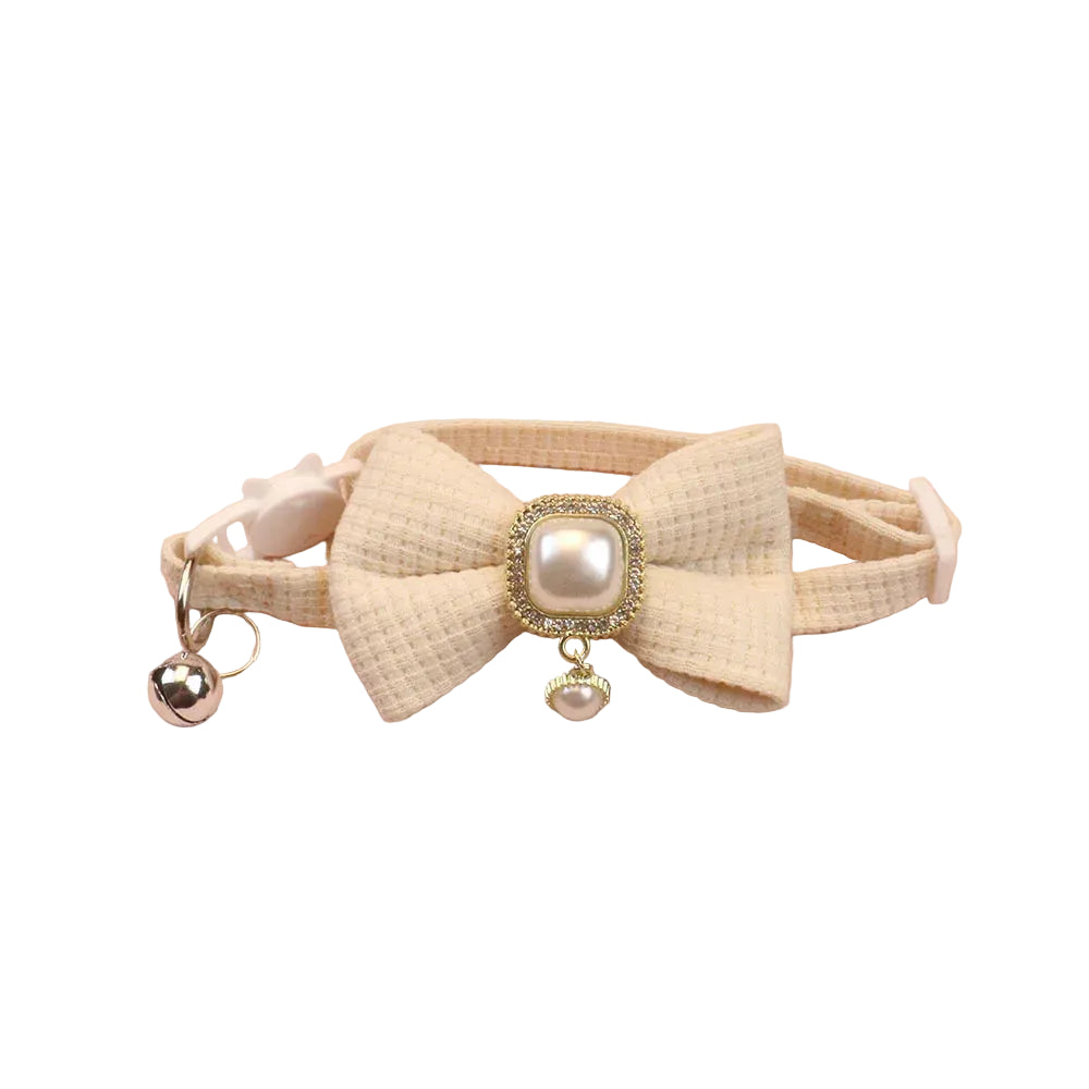 Pearl Bow Cat Collar