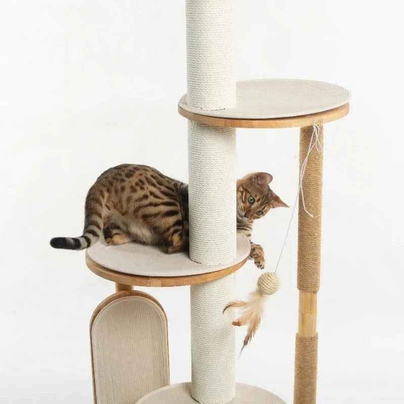 Elegant Wooden Cat Tree - Luxe Whiskers