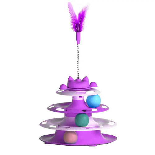 3 Tier Track Ball Cat Tower - Luxe Whiskers