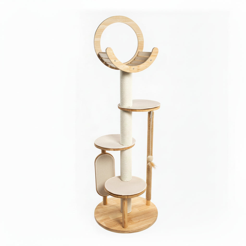 Elegant Wooden Cat Tree - Luxe Whiskers