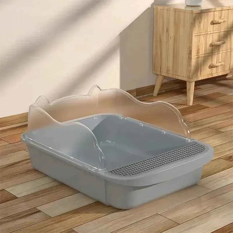 High Sides Semi-Enclosed Cat Litter Box - Luxe Whiskers