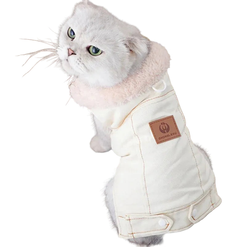 Winter Warm Dog Vest Jacket Fashion Soft Dog Clothes Classic Denim Puppy Down Coat Fleece Cat Jacket Coat Chihuahua Pet Outfits - Luxe Whiskers