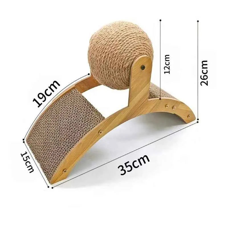 2 In 1 Wooden Cat Scratching Sisal Ball