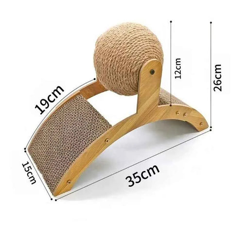 2 In 1 Wooden Cat Scratching Sisal Ball