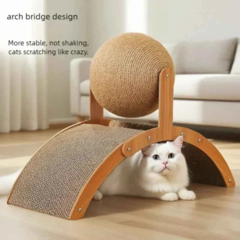 2 In 1 Wooden Cat Scratching Sisal Ball