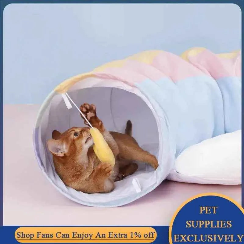 Rainbow Cat Tunnel Bed - Luxe Whiskers