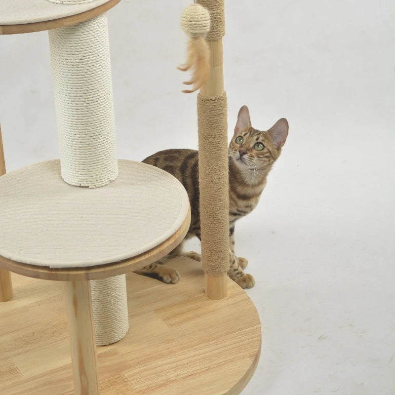 Elegant Wooden Cat Tree - Luxe Whiskers