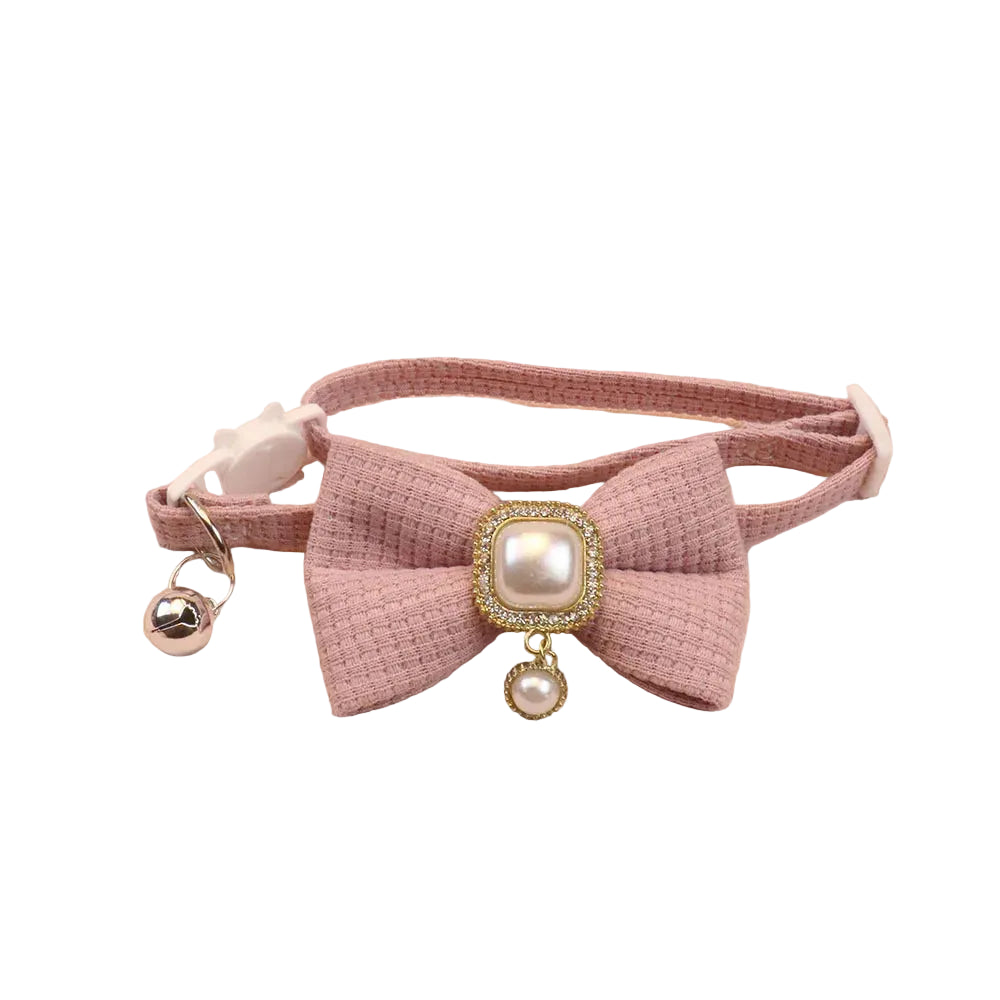 Pearl Bow Cat Collar
