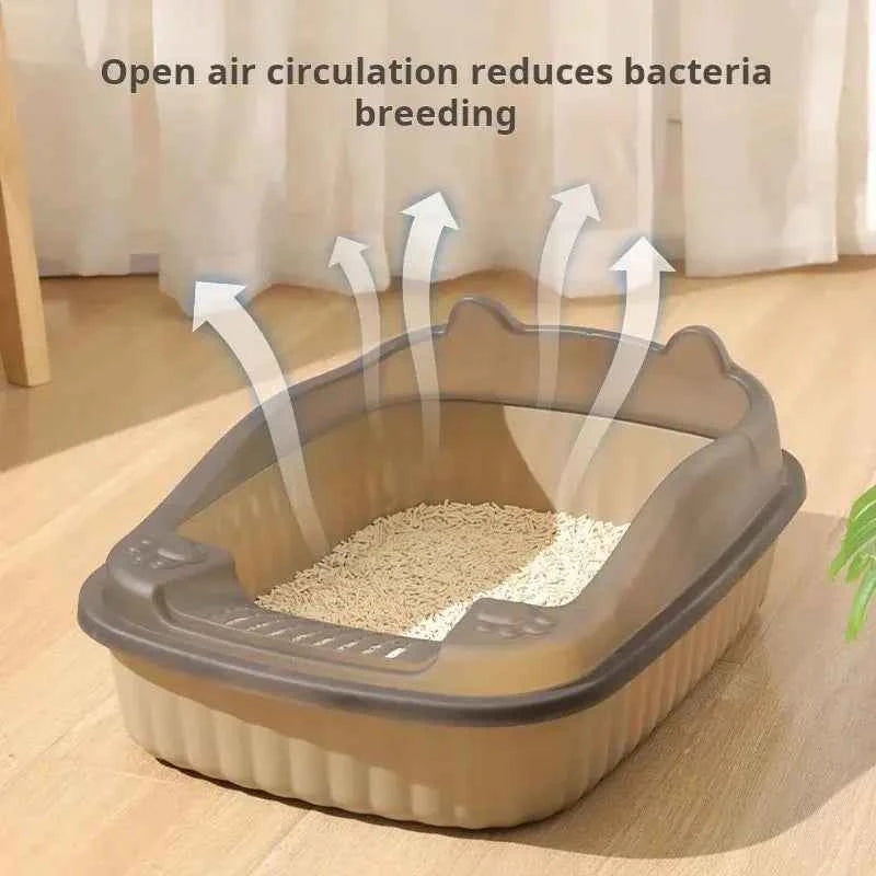 Half-Enclosed Anti-Splash Cat Litter Box - Luxe Whiskers