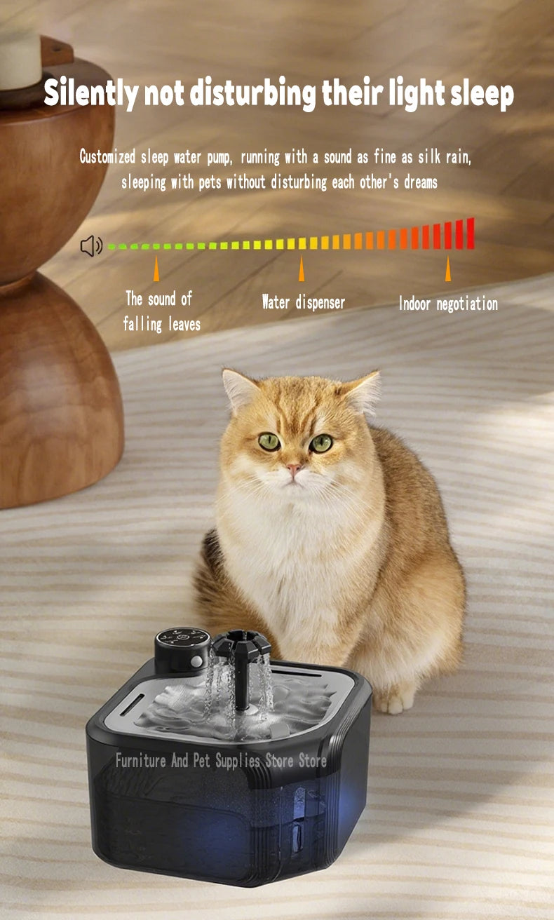 Wireless Automatic Cat Water Fountain 3600mAh 2800ML Pet Water Dispenser For Dog Cat Infrared Sensor Smart Pet Drinkier Fountain Luxe Whiskers