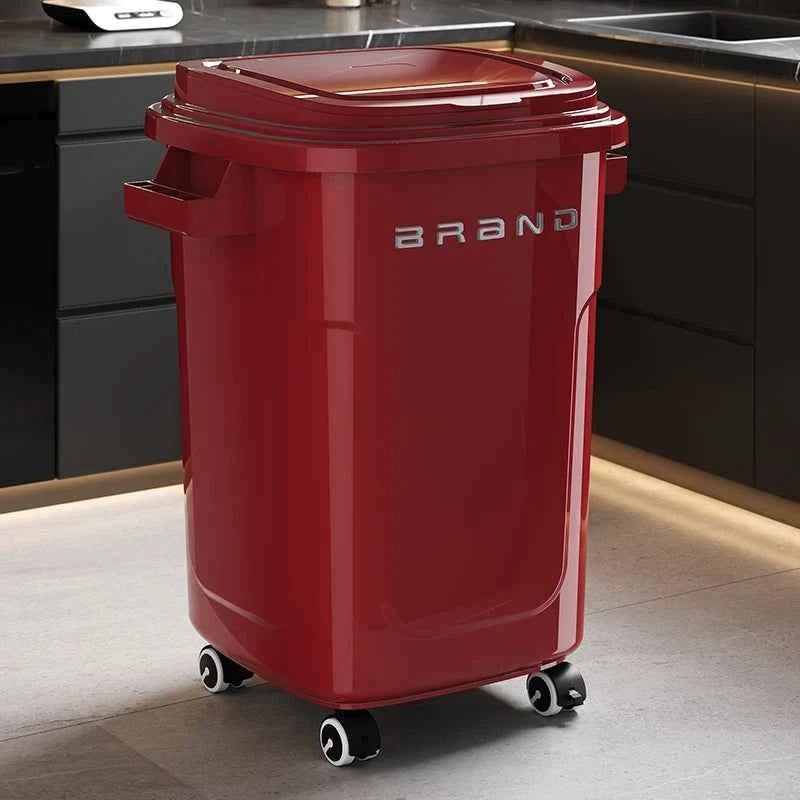 Household wheeled kitchen trash can with large capacity, no need to bend over, high appearance level, horizontal type trash can