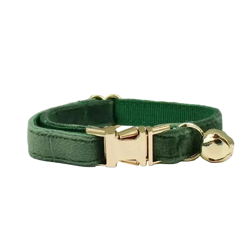 Velvet Bow Cat Collar - Green - Luxe Whiskers