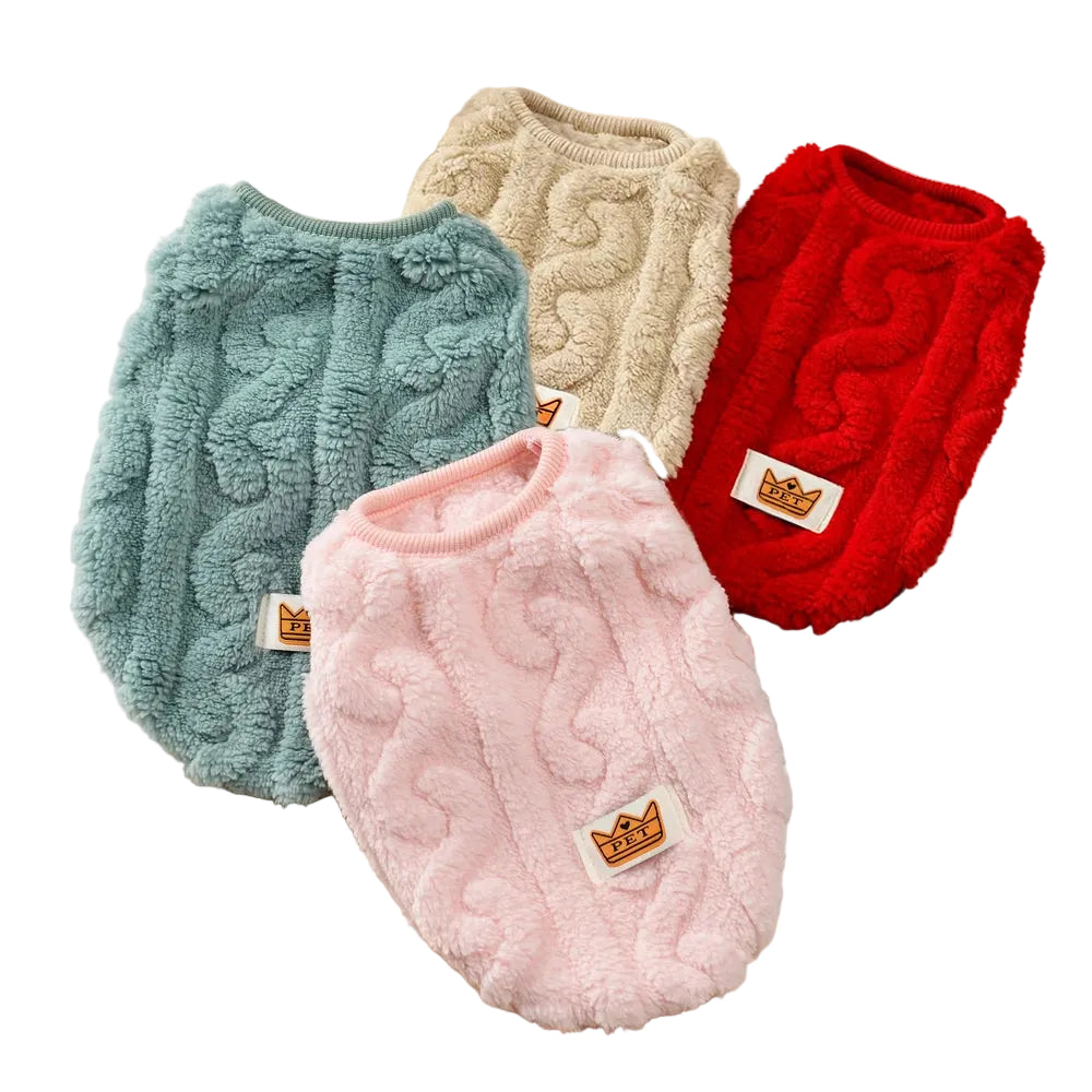 Winter Pet Clothes Warm Fleece Kitten Vest Coat For Small Cats Dogs Cozy Plush Solid Pullover Sleeveless Sweater Sphynx Costume - Luxe Whiskers