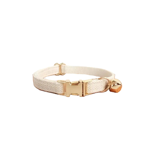 Adjustable Metal Buckle Cat Collar - White, S