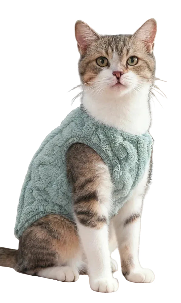Winter Pet Clothes Warm Fleece Kitten Vest Coat For Small Cats Dogs Cozy Plush Solid Pullover Sleeveless Sweater Sphynx Costume - Luxe Whiskers