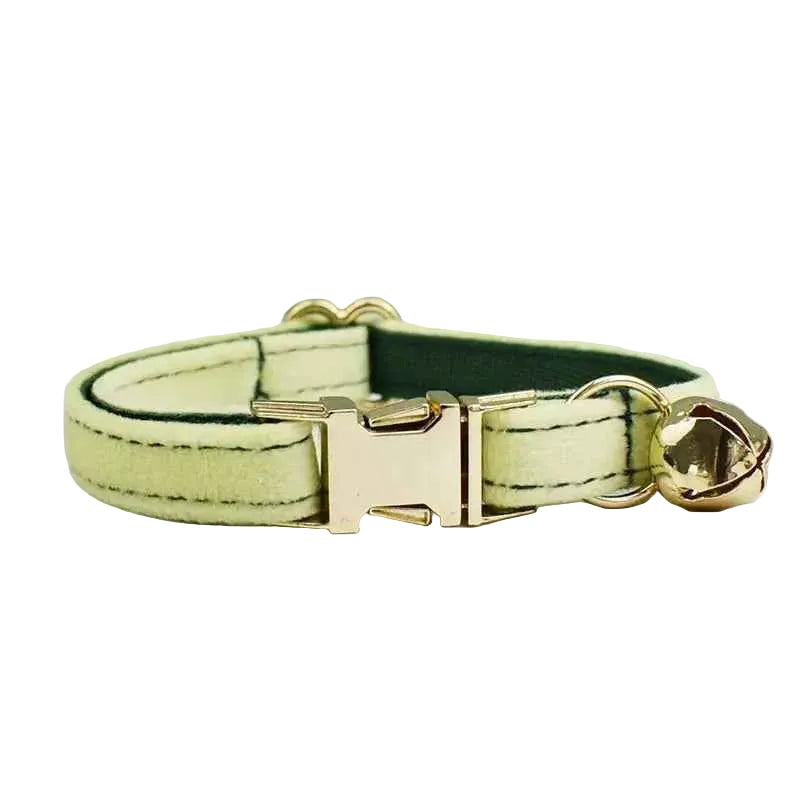 Velvet Bow Cat Collar - Green - Luxe Whiskers
