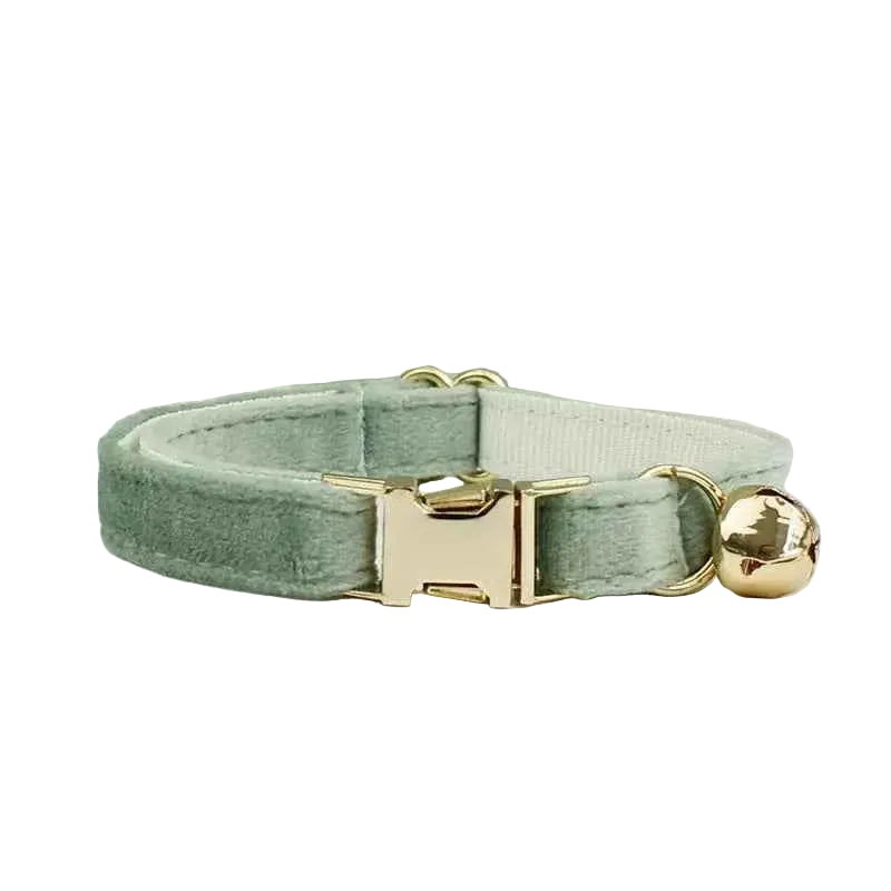 Velvet Bow Cat Collar - Green - Luxe Whiskers