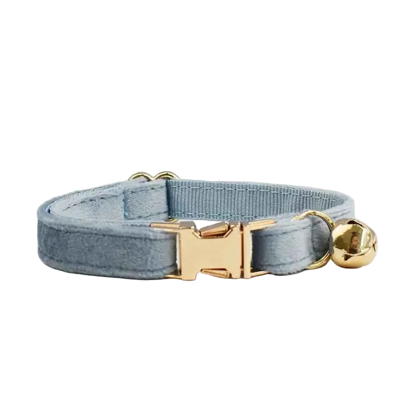 Velvet Bow Cat Collar - Blue - Luxe Whiskers
