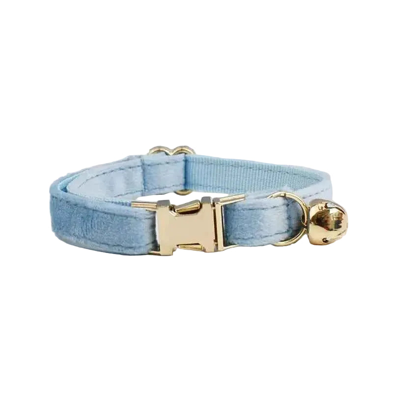 Velvet Bow Cat Collar - Blue - Luxe Whiskers