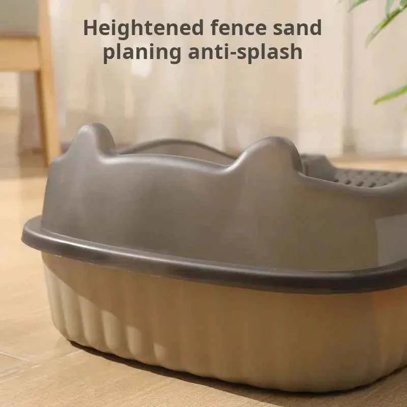 Half-Enclosed Anti-Splash Cat Litter Box - Luxe Whiskers