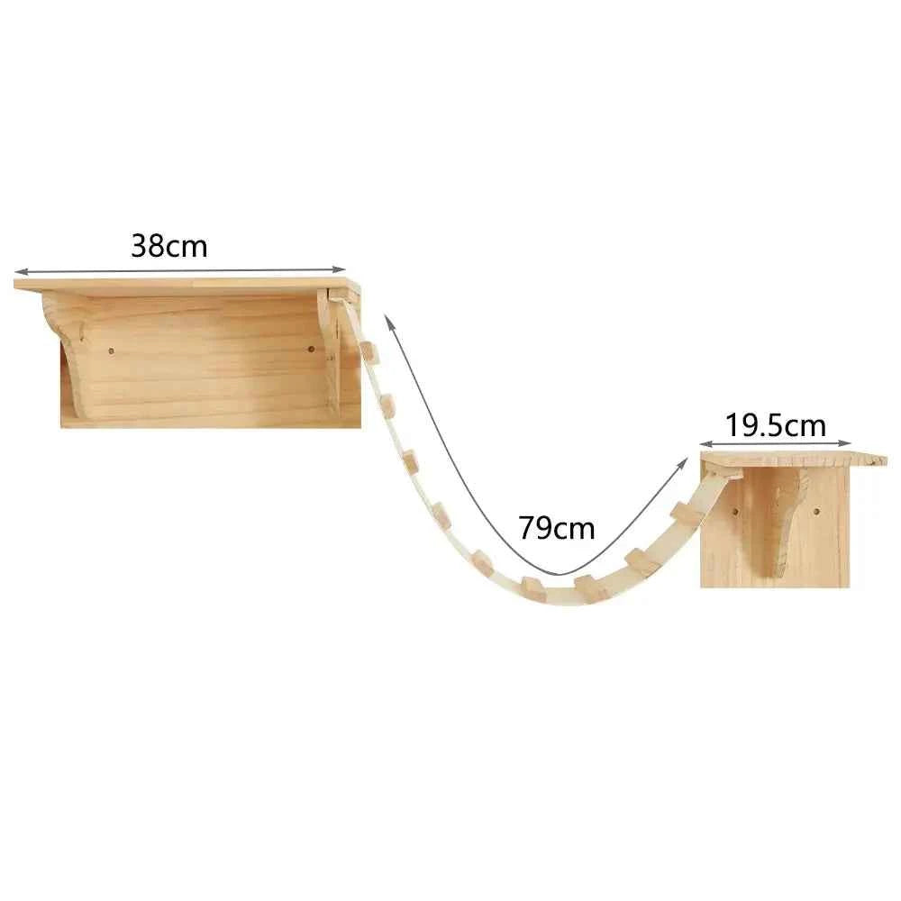 Wall-Mounted Furniture - Set Of 2 Shelves with 1 Bridge Ladder - Luxe Whiskers