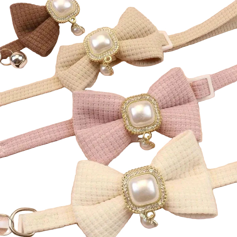 Pearl Bow Cat Collar