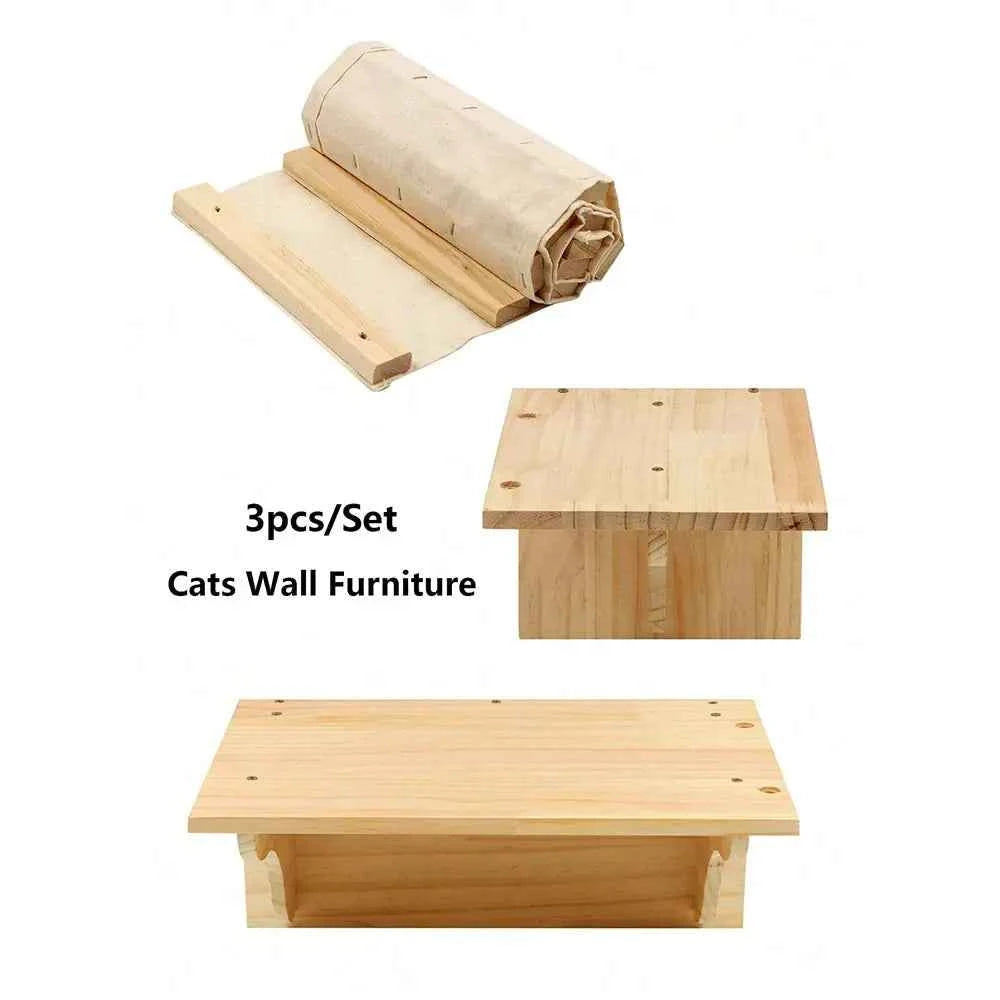 Wall-Mounted Furniture - Set Of 2 Shelves with 1 Bridge Ladder - Luxe Whiskers