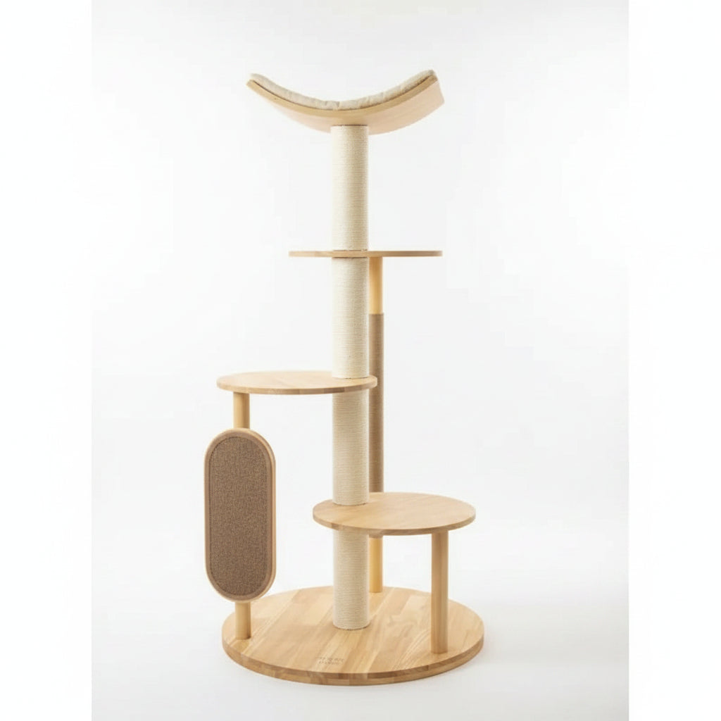 Modern Luxury Wood Cat Tree - Luxe Whiskers
