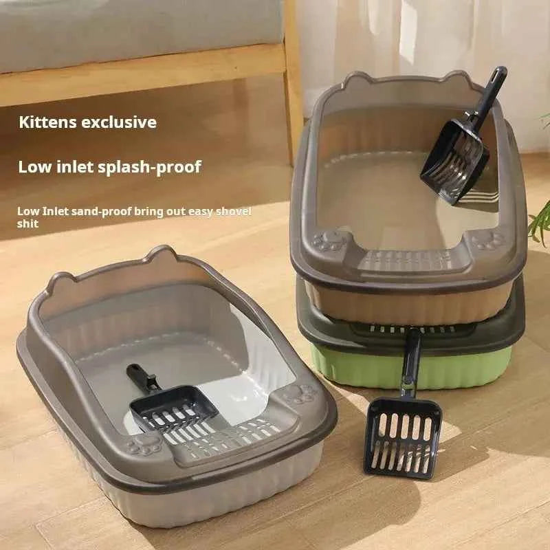 Half-Enclosed Anti-Splash Cat Litter Box - Luxe Whiskers