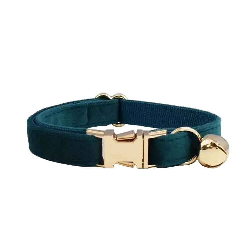 Velvet Bow Cat Collar - Blue - Luxe Whiskers