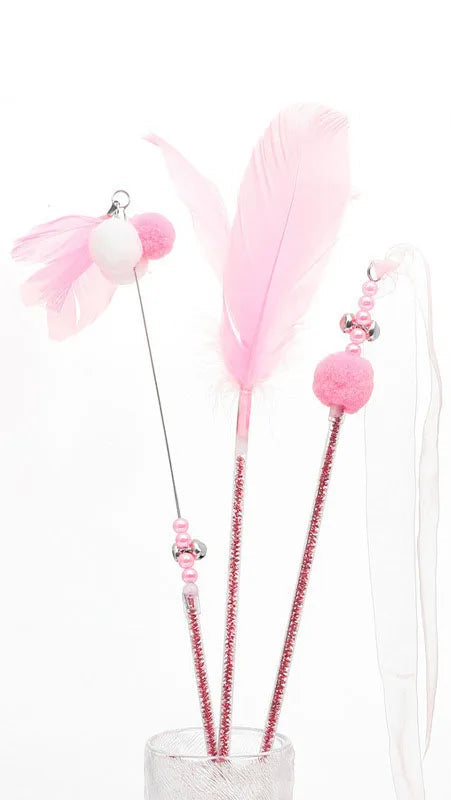 3/4 PCS Cat Feather Teasing Wand - Luxe Whiskers
