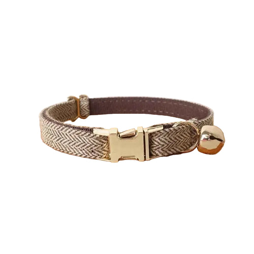 Adjustable Metal Buckle Cat Collar - White, L