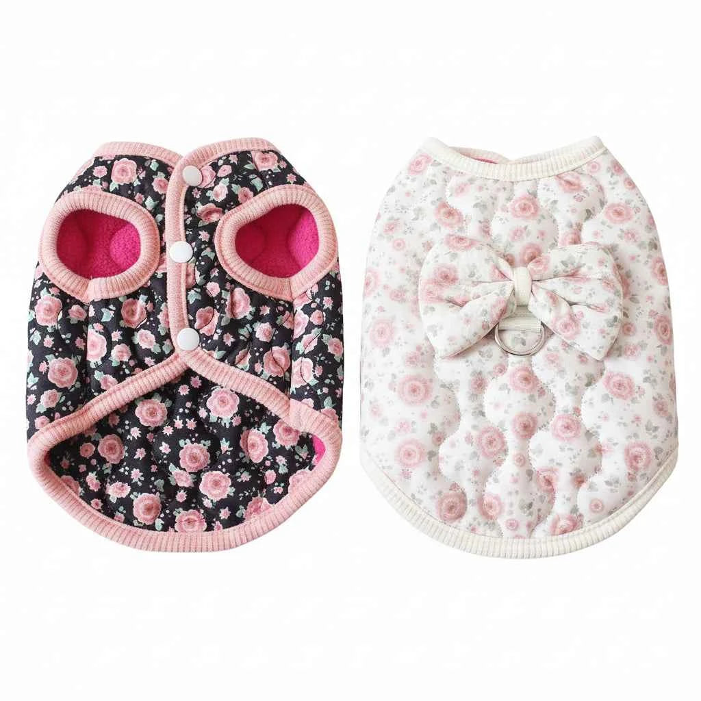 Floral Bow Tie Cat Vest