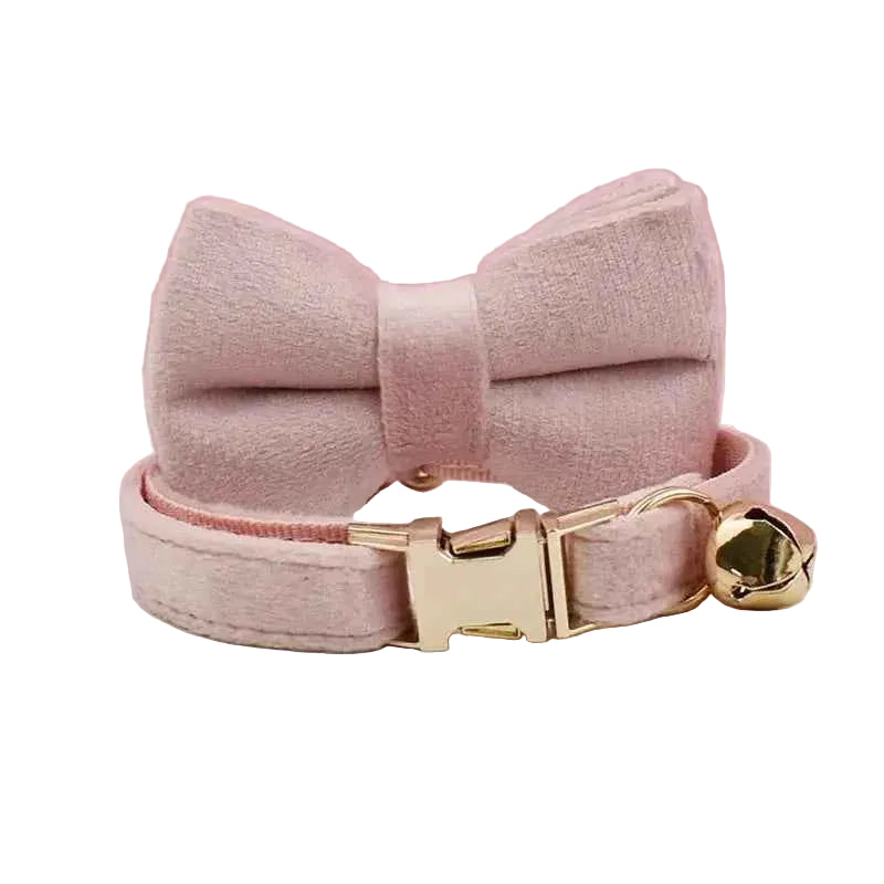 Velvet Bow Cat Collar - Pink - Luxe Whiskers