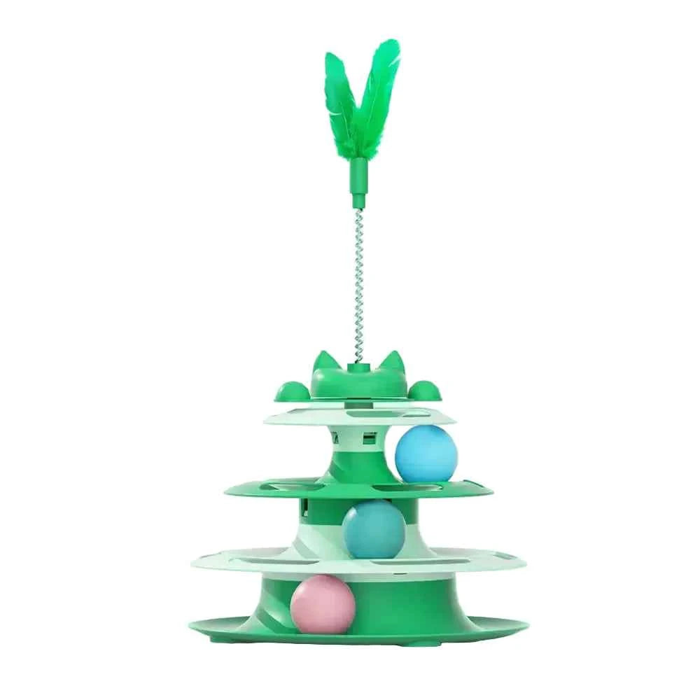 3 Tier Track Ball Cat Tower - Luxe Whiskers
