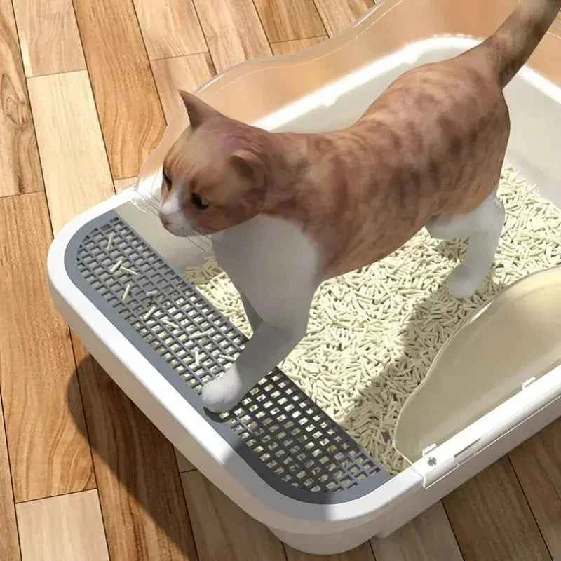 High Sides Semi-Enclosed Cat Litter Box - Luxe Whiskers